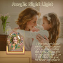 Custom Photo Night Light for Teen Girls | Tropical Floral Wreath with Teen Icons | Upload Her Photo | USB Powered | Wood Base