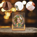 Custom Photo Night Light for Teen Girls | Tropical Floral Wreath with Teen Icons | Upload Her Photo | USB Powered | Wood Base