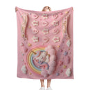 Pink Unicorn Baby Milestone Blanket | Little Dreamer Sleeping Unicorn on Rainbow Cloud | Month Numbers 1–12 | Monthly Photoshoot Prop for Baby Girls