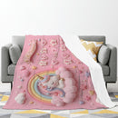Pink Unicorn Baby Milestone Blanket | Little Dreamer Sleeping Unicorn on Rainbow Cloud | Month Numbers 1–12 | Monthly Photoshoot Prop for Baby Girls