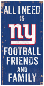 New York Giants Football, Friends, & Family Blue Wood Sign