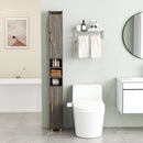 Narrow Bathroom Storage Cabinet with Shelves & Paper Holder