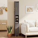 Narrow Bathroom Storage Cabinet with Shelves & Paper Holder