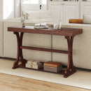 Narrow Console Table Vintage 52 Inch Long with Open Storage Shelf