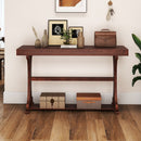 Narrow Console Table Vintage 52 Inch Long with Open Storage Shelf