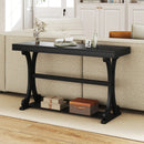 Narrow Console Table Vintage 52 Inch Long with Open Storage Shelf
