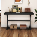 Narrow Console Table Vintage 52 Inch Long with Open Storage Shelf