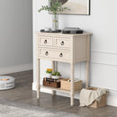 Narrow Console Table with 3 Storage Drawers and Open Bottom Shelf