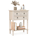 Narrow Console Table with 3 Storage Drawers and Open Bottom Shelf