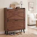 Narrow Shoe Cabinet with Flip Drawers and Adjustable Shelves