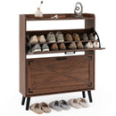 Narrow Shoe Cabinet with Flip Drawers and Adjustable Shelves