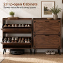 Narrow Shoe Cabinet with Flip Drawers and Adjustable Shelves