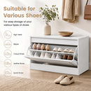 Narrow Shoe Cabinet with Flip Drawer and Adjustable Shelf