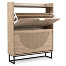 Narrow Shoe Storage Cabinet with Flip Drawers & Shelves