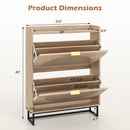 Narrow Shoe Storage Cabinet with Flip Drawers & Shelves