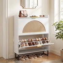 Narrow Shoe Storage Cabinet with Flip Drawers & Shelves