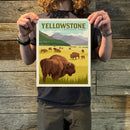 Yellowstone National Park: Bison Herd (63 National Parks) Art Print