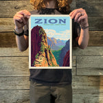 Zion National Park: Ascent to Angels Landing (63 National Parks) Art Print