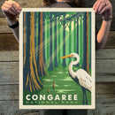 Congaree National Park: Great Egret (63 National Parks) Art Print