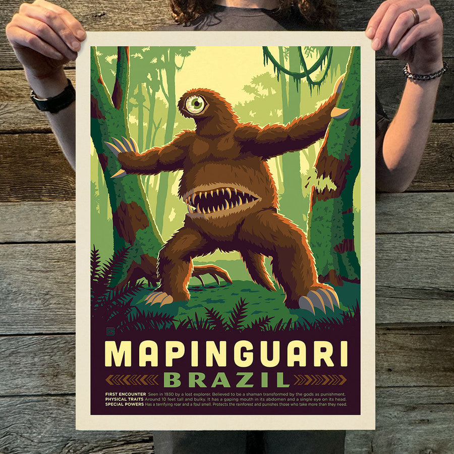 brazil monsters Brazil: Mapinguari (Legends & Monsters) Art Print