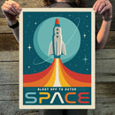 70's Style Blast Off! (Space Travel) Art Print