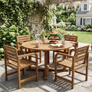 Teak Wood Patio Armchair with Slanted Back