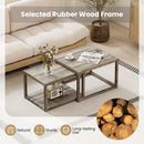 Nesting Coffee Table Set of 2 Stackable Rectangular End Tables-Gray