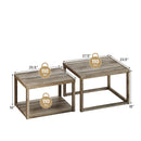 Nesting Coffee Table Set of 2 Stackable Rectangular End Tables-Gray