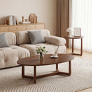 Nesting Coffee Table Set of 2 with Wood Veneered Top and Solid Rubber Wood Legs
