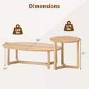 Nesting Coffee Table Set of 2 with Wood Veneered Top and Solid Rubber Wood Legs