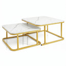 Nesting Coffee Table Set of 2 with Faux Marble Top