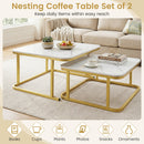 Nesting Coffee Table Set of 2 with Faux Marble Top