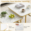 Nesting Coffee Table Set of 2 with Faux Marble Top