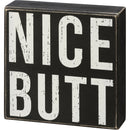 Nice Butt Box Sign | Wood | Funny Sign for Bathroom