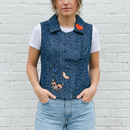 Nice Patches, Babe! Denim Vest with Zipper and Embroidered Patches [Sizes SM-XL]