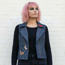 Nice Patches, Babe! Denim Vest with Zipper and Embroidered Patches [Sizes SM-XL]