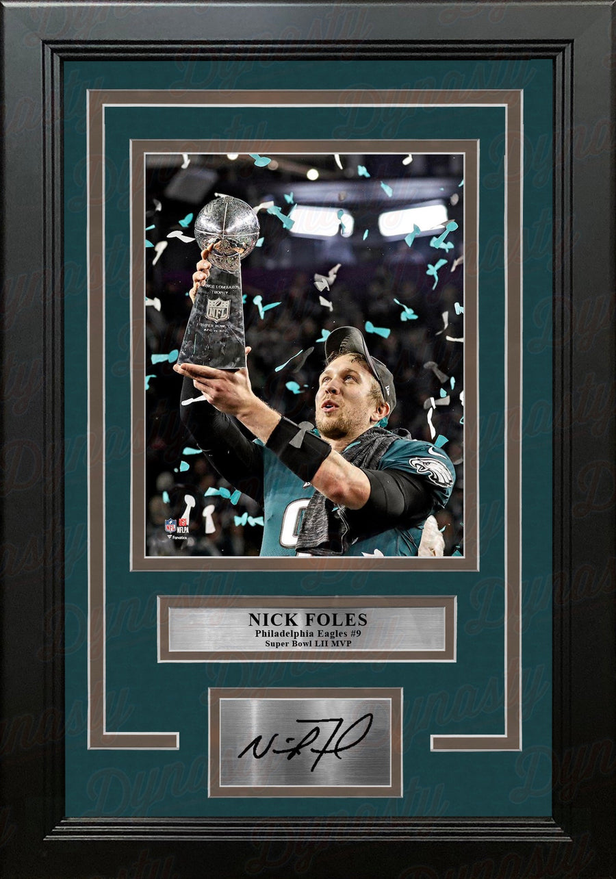 Nick Foles Trophy Philadelphia Eagles Super Bowl Champions 8x10 Framed Photo with Engraved Autograph