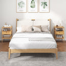 Bamboo Nightstand with Storage Drawer and Slatted Shelf