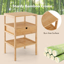 Bamboo Nightstand with Storage Drawer and Slatted Shelf
