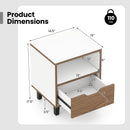 Nightstand Set of 2 with Drawer and Open Storage Shelf for Bedroom-White