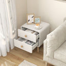 Nightstand with 2 Drawers Solid Rubber Wood Legs
