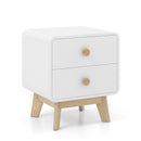 Nightstand with 2 Drawers Solid Rubber Wood Legs