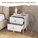 Nightstand with 2 Drawers Solid Rubber Wood Legs