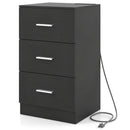 Nightstand with Charging Station End Table with 3 Storage Drawers Bedside Table for Bedroom
