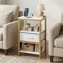 Nightstand with Charging Station and Adjustable Fabric Drawer for Bedroom and Living Room