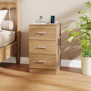 Nightstand with Charging Station End Table with 3 Storage Drawers Bedside Table for Bedroom