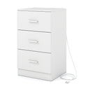 Nightstand with Charging Station End Table with 3 Storage Drawers Bedside Table for Bedroom
