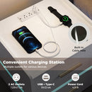 Nightstand with Charging Station LED Bedside Table with 2 Storage Drawers