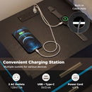Nightstand with Charging Station LED Bedside Table with 2 Storage Drawers