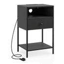 Nightstand with Charging Station Bedside Table with USB Ports and Outlets